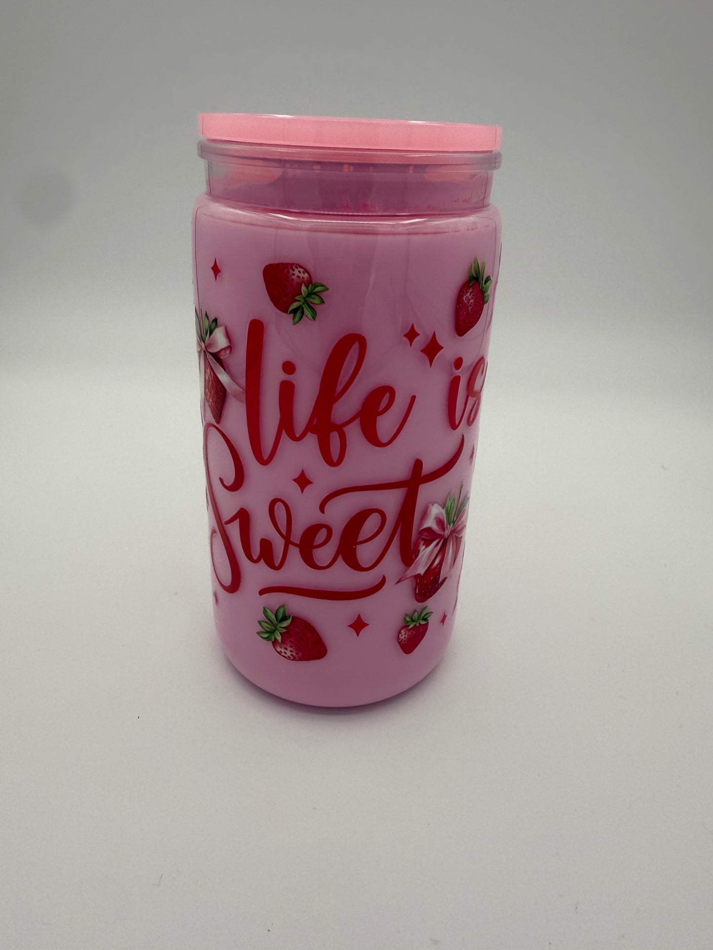 Life is Sweet Strawberry snow globe tumbler