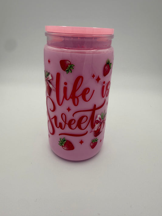 Life is Sweet Strawberry snow globe tumbler