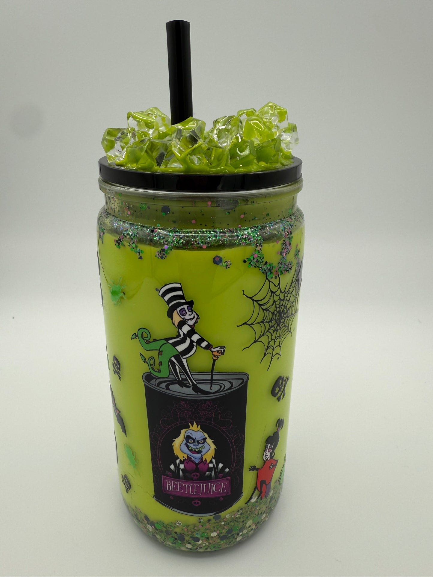 Green beetle snow globe tumbler