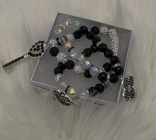 Key and Black bracelet set