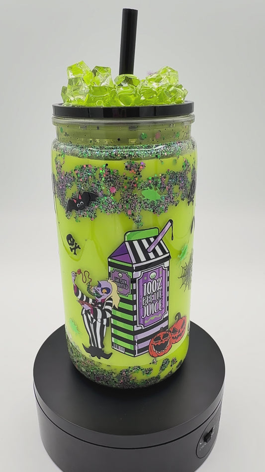 Green beetle snow globe tumbler